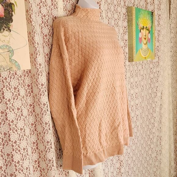 Unbranded rose pink oversized cable knit turtle neck sweater Size xl - Picture 2 of 7